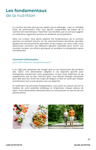 E-Book "Les bases de la nutrition sportive"