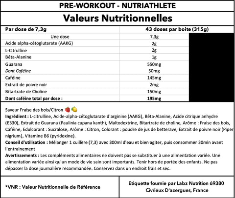Booster Pre-Workout 315g - NUTRIATHLETE